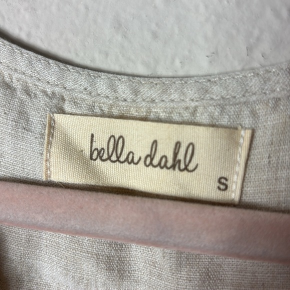 Bella Dahl Linen Tencel Blend lace up Neck Beige Dress size Small - Picture 4 of 9